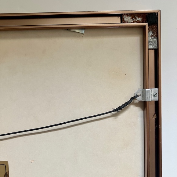 Vintage copper rectangular picture frame oatmeal canvas matting - Picture 10 of 13